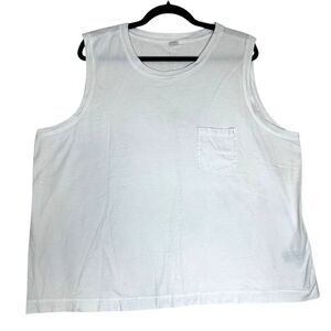 Old Navy White Sleeveless Pocket Tank Top XXL Cotton Muscle Tee